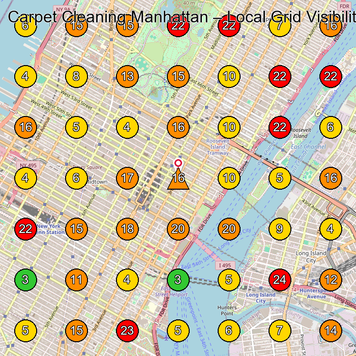 Carpet Cleaning Manhattan Carpet Cleaning Service GeoGrid ranking map for New York NY